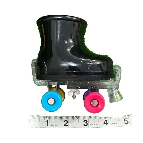 Build-A-Bear Black Rubber Boots with Attached Adjustable Clear Glitter Skates - Picture 8 of 9